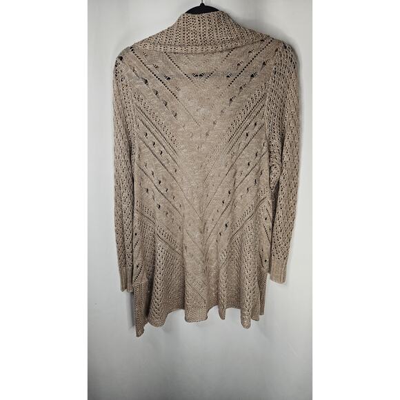 Torrid Long Open Stitch Open Front Cardigan Size 0 Large Lightweight Beige - Picture 7 of 9